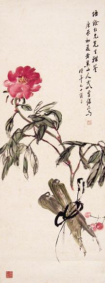 武曾保 庚辰(1940年)作 花卉 立轴 设色纸本