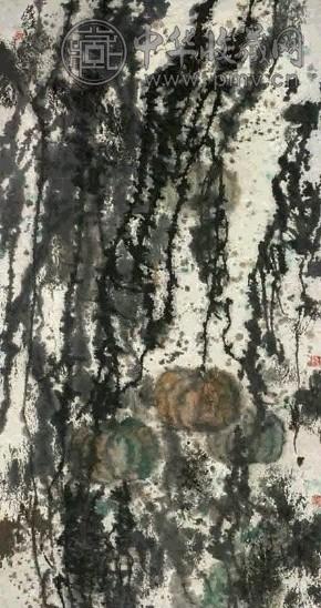 胡玉昆 南瓜 立轴 设色