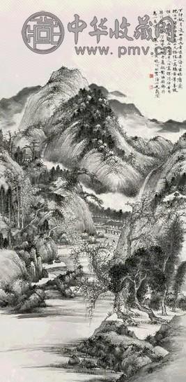 黄起凤 1927年作 溪山高隐图 立轴 水墨纸本