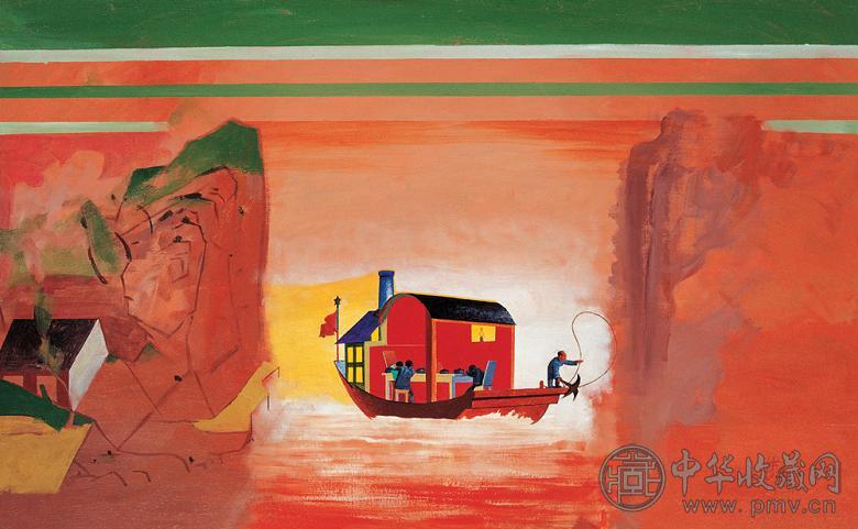 岂梦光 靠岸 油画