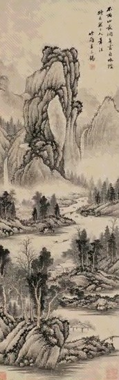 王三锡 山涧水阴 立轴 设色纸本