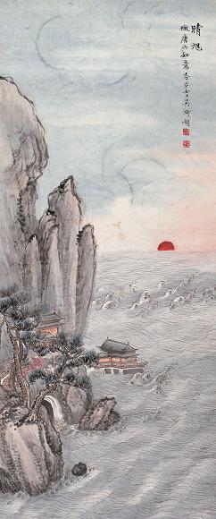 吴杏芬 近代 晴旭图 立轴 设色纸本