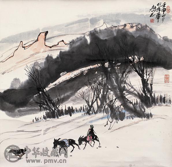 徐庶之 壬申(1992年) 新疆小景 立轴 设色纸本