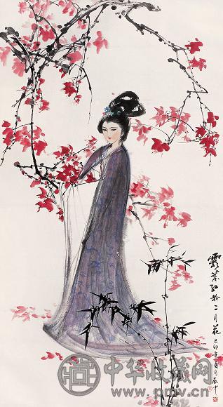 伍启中 己卯(1999年)作 霜叶红于二月花 镜心 设色纸本