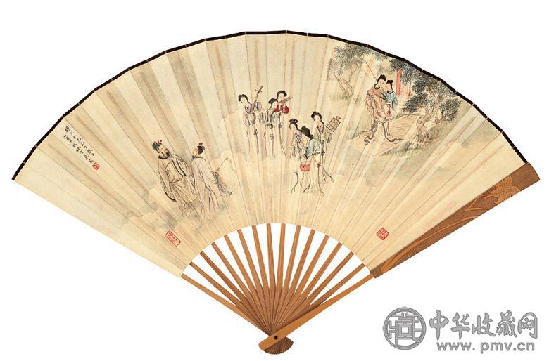 林玉 陈含光 乙酉(1945年)作 唐明皇游月宫 临金文 设色纸本