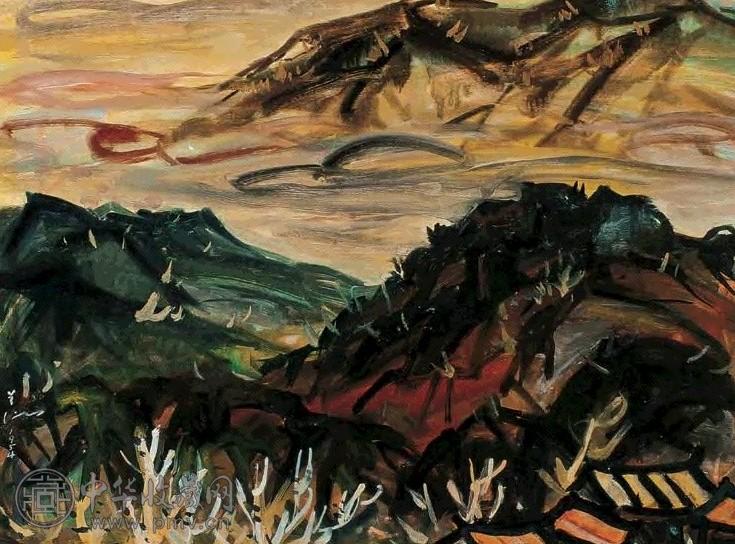 1954年 庞曾瀛 黄昏的乡间 纸本