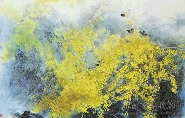 近现代 冯霖章 花里弄春禽 镜心