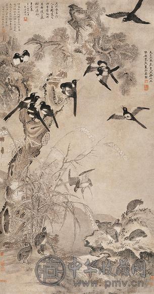 王渊 1343年作 安喜图 立轴 纸本
