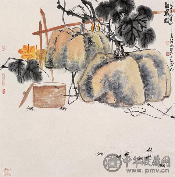 薛亮 2001年作 酣战图 镜心 设色纸本