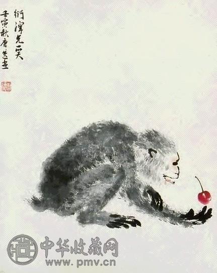 唐逸览 猴 立轴 纸本