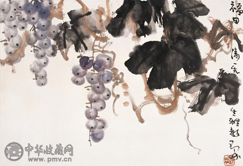 邓林 葡萄 镜心 纸本