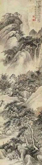 章声 山水 轴