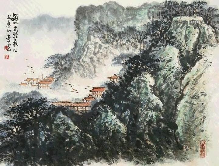 李云 山水 镜心 设色纸本