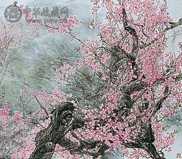 冯霖章 2002年作 春回大地 镜框 纸本设色