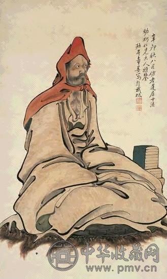 童晏 辛卯(1891年)作 达摩 立轴 设色纸本