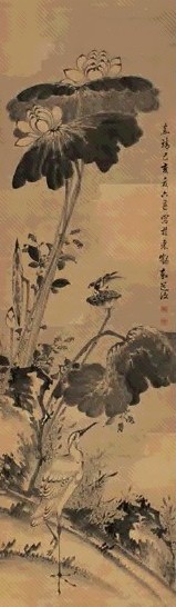 陈道复 1539年作 荷花鹭鸶 立轴 水墨纸本 陈道复 1539年作 荷花鹭鸶 立轴 水墨纸本