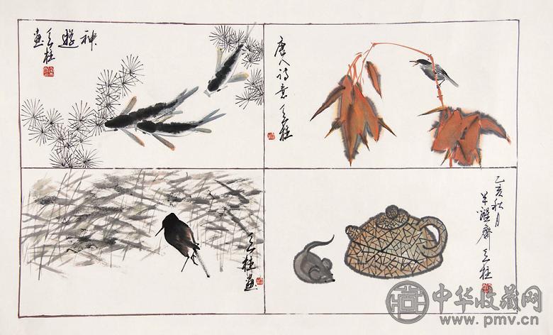 秦天柱 花鸟小品 镜心 设色纸本