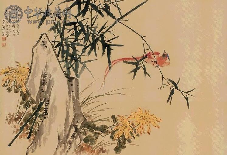 吴树本 1923年作 绶带秋光图 镜心 设色绢本