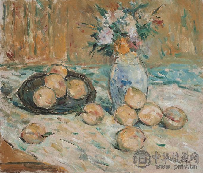 胡善余 瓶花与桃 布面油彩