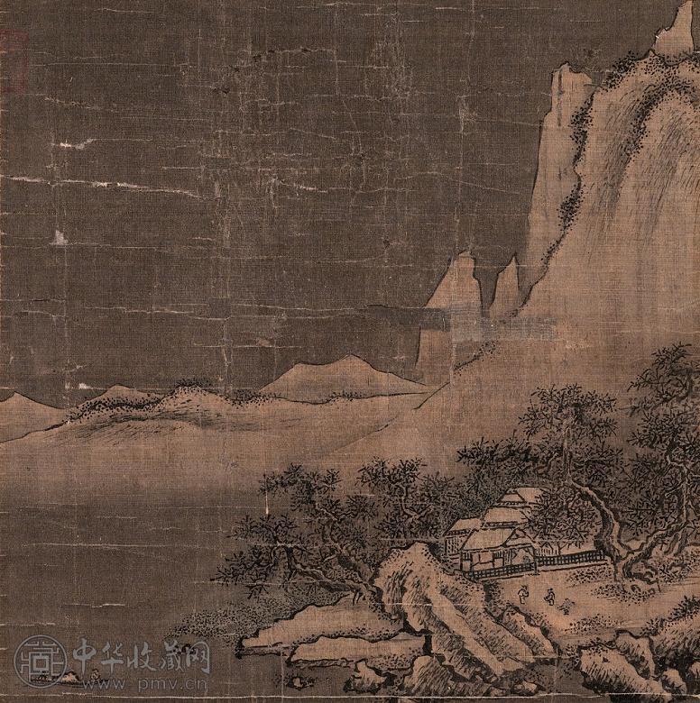 雪岭琴会 立轴 设色绢本