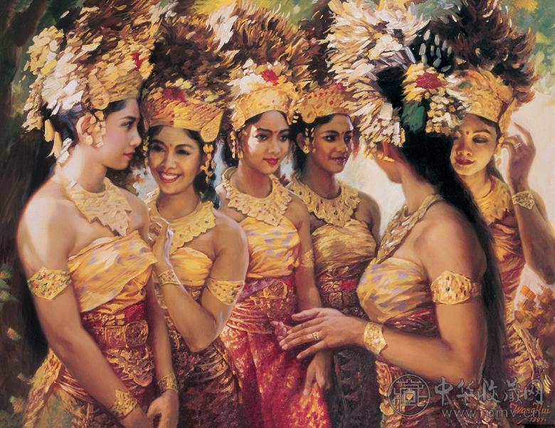 王晖 印尼巴厘岛舞女 布面 油画