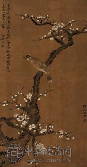 王渊 清 梅雀 立轴 设色绢本