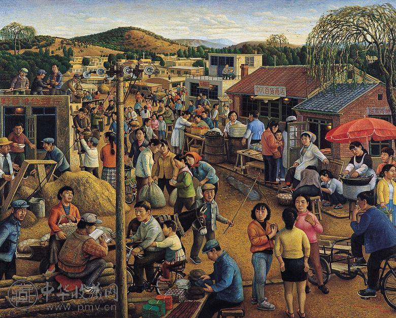 陈树中 1999年作 野草滩的街道 布面油画