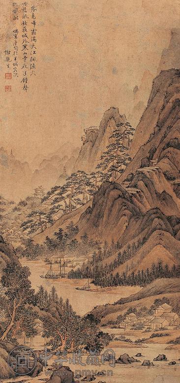 谢观生 山水 镜心 设色纸本