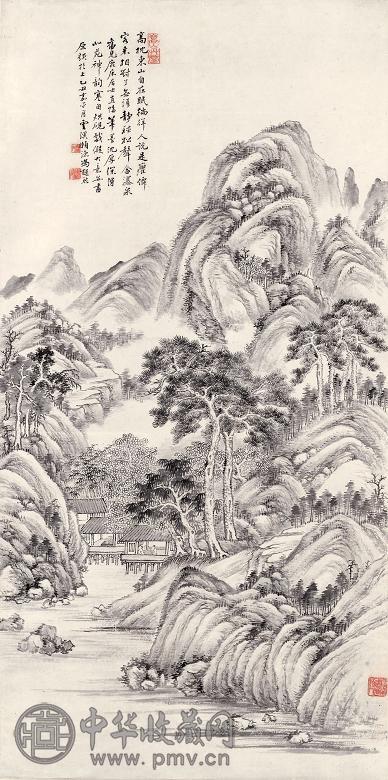 冯超然 1925年作 山水 立轴 水墨纸本