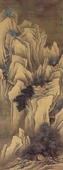 清 章声 阁道雪色 轴