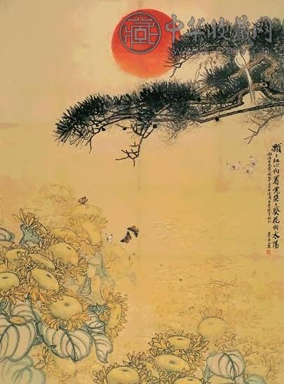 李亚 1971年 颗颗红心向着党，朵朵葵花向太阳 镜心 设色纸本