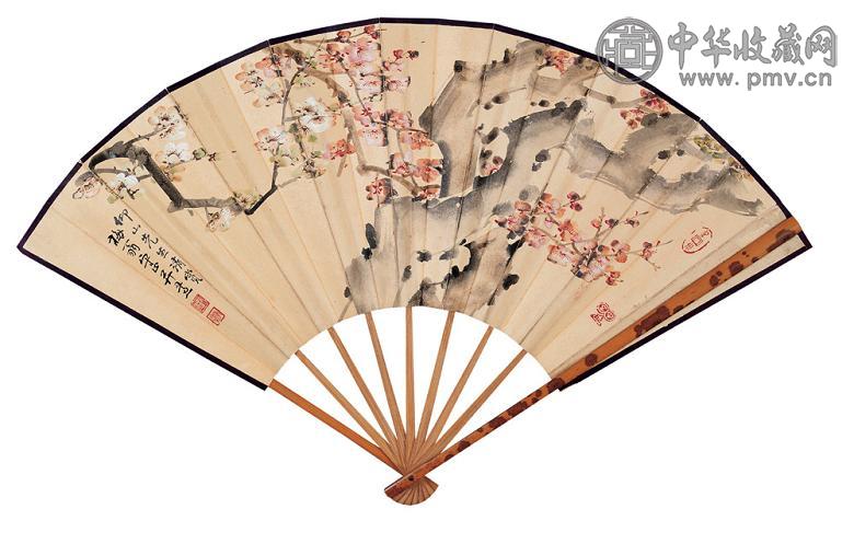 季守正 梅花 成扇 设色纸本