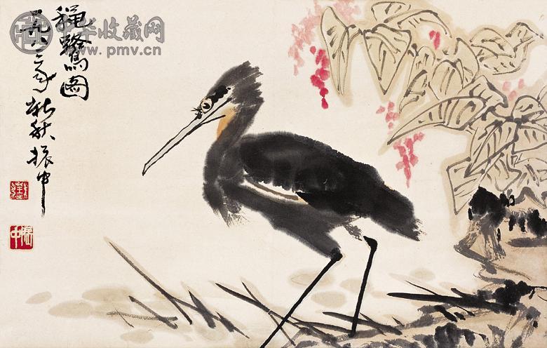 王振中 1983年作 秋鹭图 立轴 设色纸本