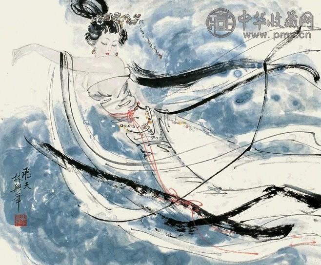 薛林兴 飞天 立轴 设色纸本
