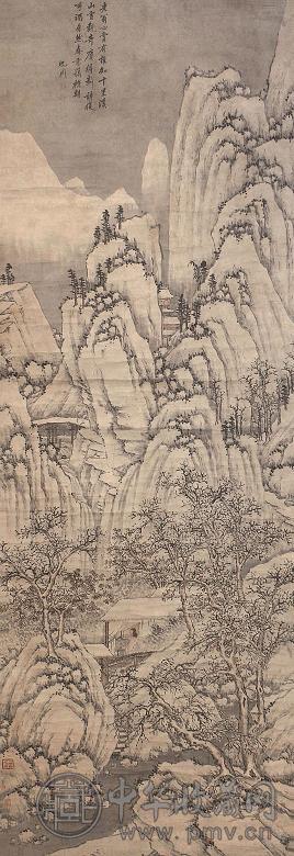 沈周 雪景图 立轴 设色纸本