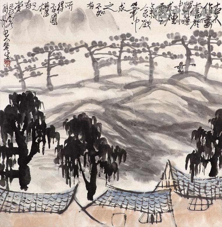 李华生 己巳(1989年)作 山水 立轴 设色纸本