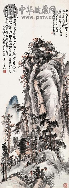 赵起 山居图 立轴 设色纸本