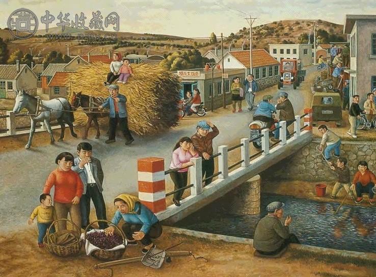 陈树中 1999年 野草滩的南大桥 布面