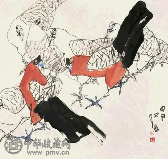 江文湛 2004年作 群鸡图 镜心 设色纸本