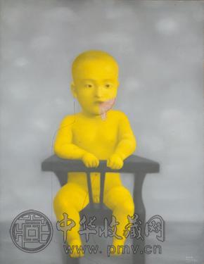 张晓刚 1998年作 黄色婴儿系列 油画画布