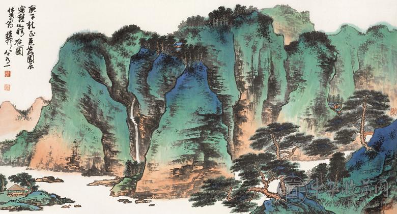 谢稚柳 1990年作 秋山晴色图 镜心 设色纸本