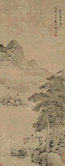 魏之璜 1622年作 松亭读易图 立轴 水墨纸本