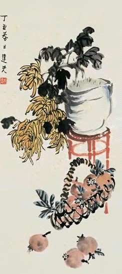 郁达夫 1925年作 花卉 立轴 设色纸本 郁达夫 1925年作 花卉 立轴 设色纸本