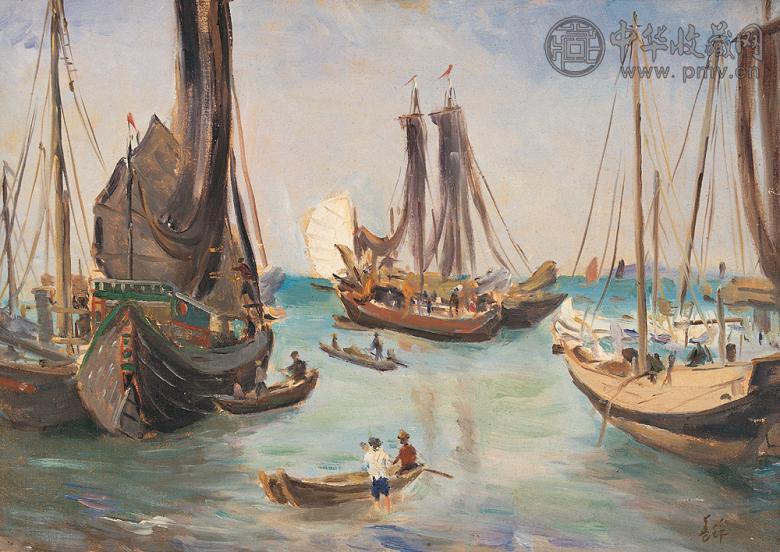 胡善余 船 布上 油彩