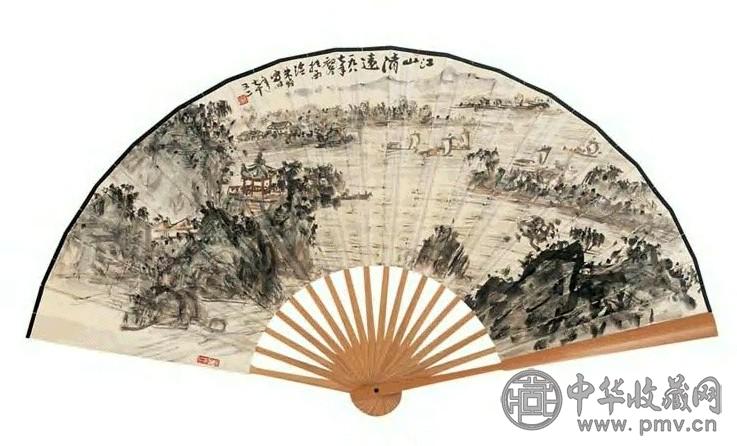 朱恒 山水 扇面 设色纸本