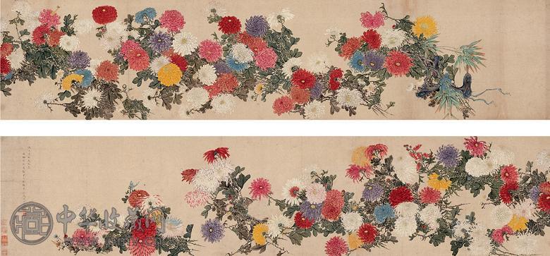 吴规臣 艺菊图 手卷 设色纸本