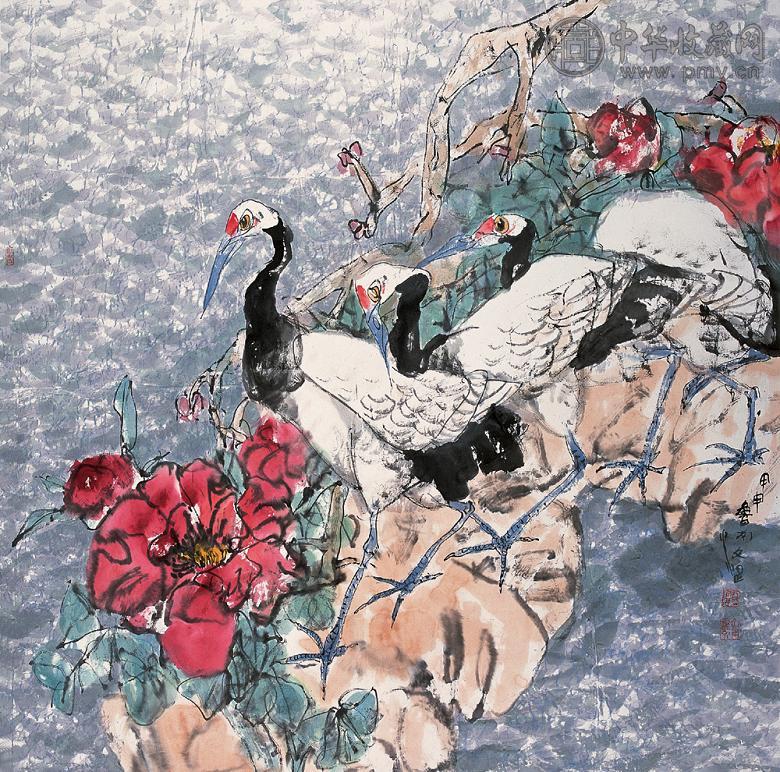 江文湛 2004年作 富贵仙寿 镜心 设色纸本