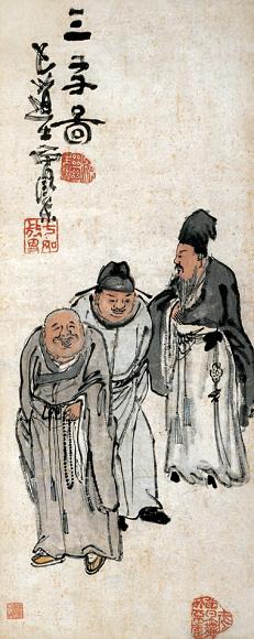 曾衍东 三友图 立轴 水墨纸本