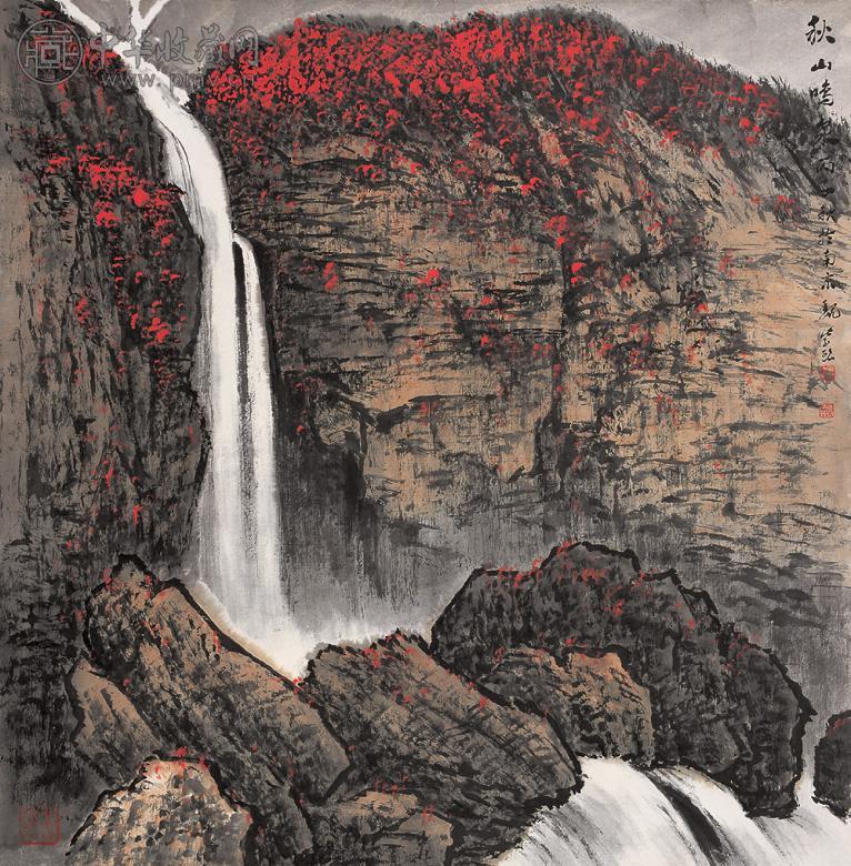 魏紫熙 1996年作 秋山鸣泉 镜心 设色纸本