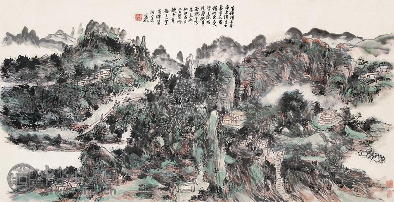 黄宾虹 蜀中小景 镜心 设色纸本